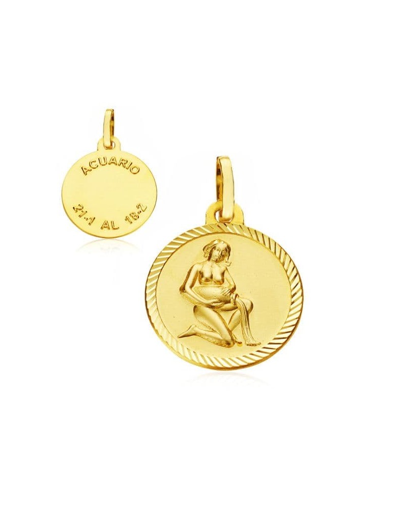 Colgante horóscopo Acuario oro 18k amarillo 16mm