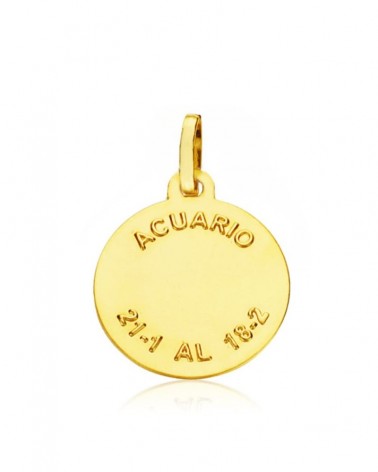 Colgante horóscopo Acuario oro 18k amarillo 16mm