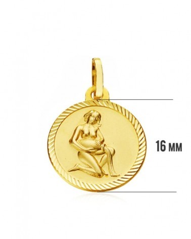 Colgante horóscopo Acuario oro 18k amarillo 16mm