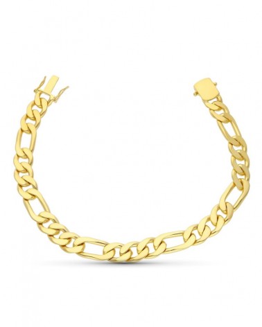 Pulsera oro 18k amarillo maciza figaro 21,5 cm