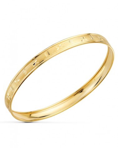 Pulsera oro 18k rígida tallada matizada 63mm