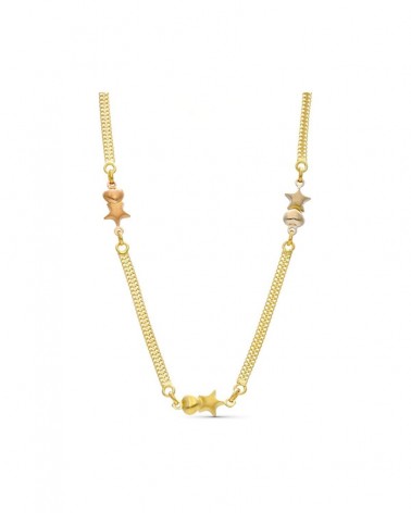Gargantilla oro 18k tricolor estrellas malla barbada