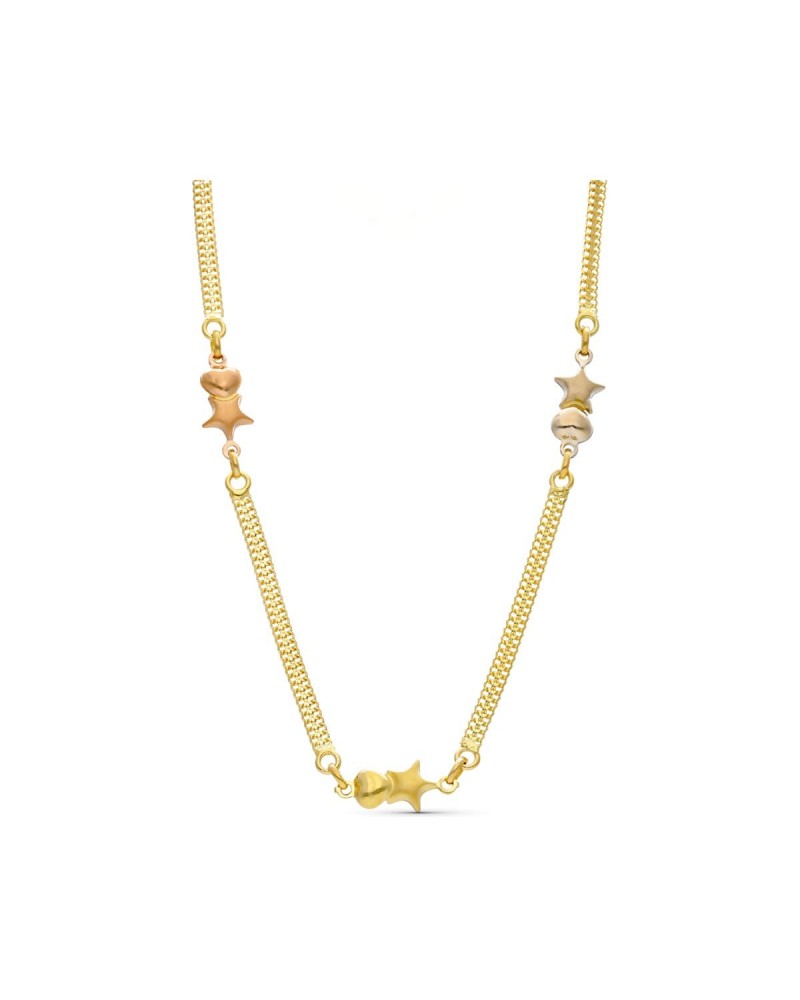Gargantilla oro 18k tricolor estrellas malla barbada