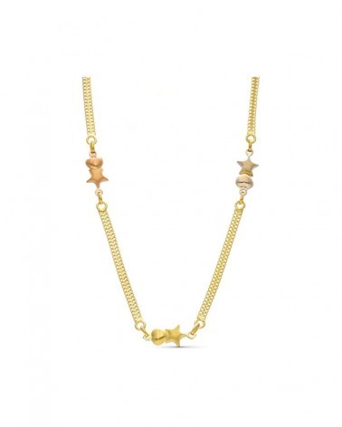 Gargantilla oro 18k tricolor estrellas malla barbada