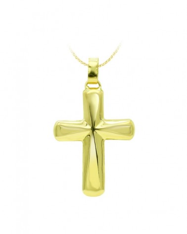 Cruz oro amarillo 18k lisa hueca hombre 37x26mm