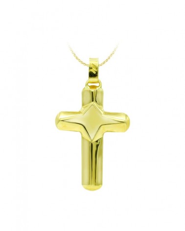 Cruz oro amarillo 18k hueca lisa 37x24mm