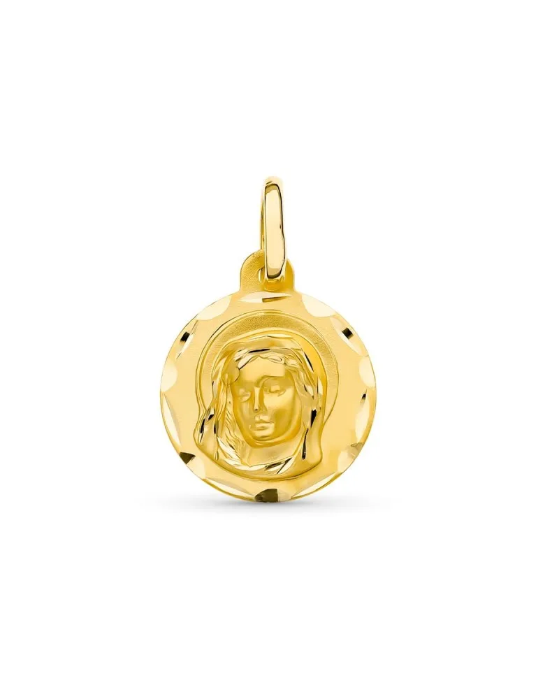 Medalla oro 18k Virgen Niña 14mm