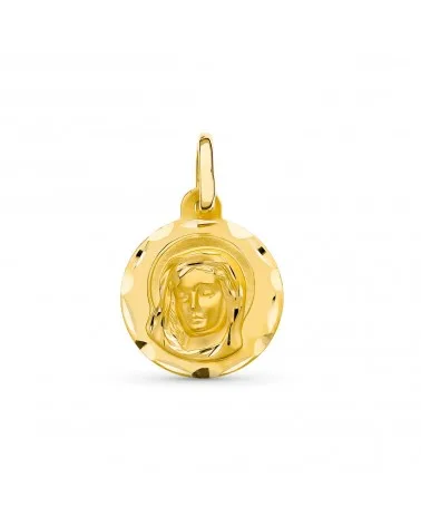 Medalla oro 18k Virgen Niña 14mm