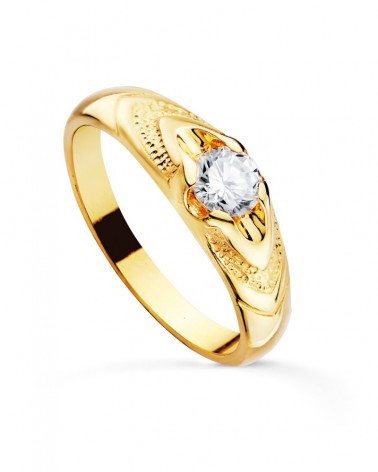 Solitario oro 18k circonita 6mm comunión niño