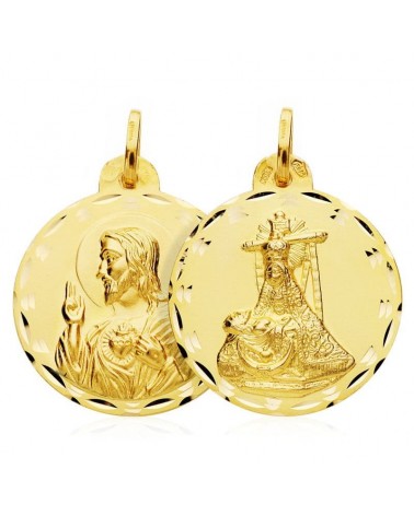 Escapulario oro 18k Virgen de las Angustias y Sagrado Corazón 25mm