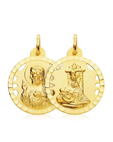 Escapulario oro 18k Virgen Angustias Corazón Jesús 22mm