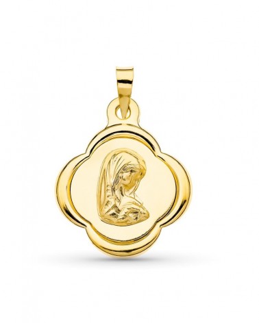 Medalla oro 18k Virgen Niña comunión 23x19mm
