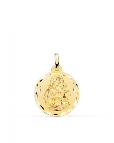 Medalla oro 18k Virgen del Carmen tallada 18mm