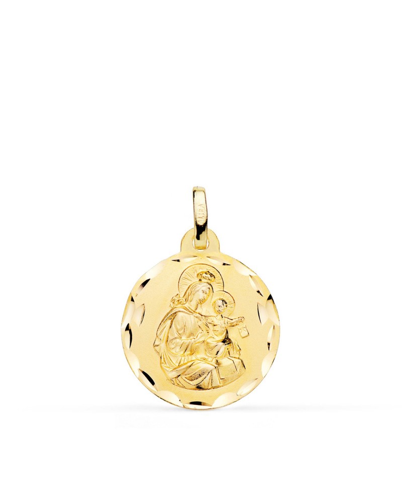 Medalla oro 18k Virgen del Carmen tallada 18mm