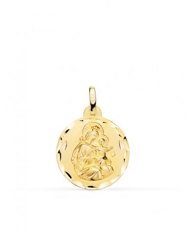 Medalla oro 18k Virgen del Carmen tallada 18mm