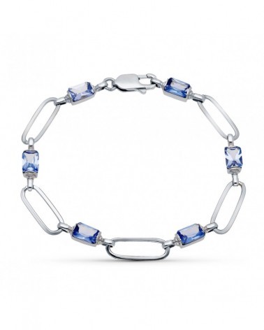 Pulsera oro blanco 18k piedras azules 19,5 cm