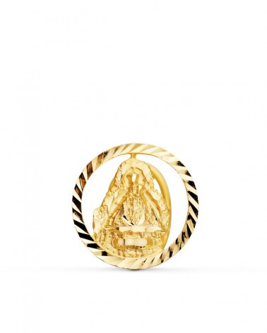 Medalla oro 18k Virgen de la Cabeza borde tallado 20mm
