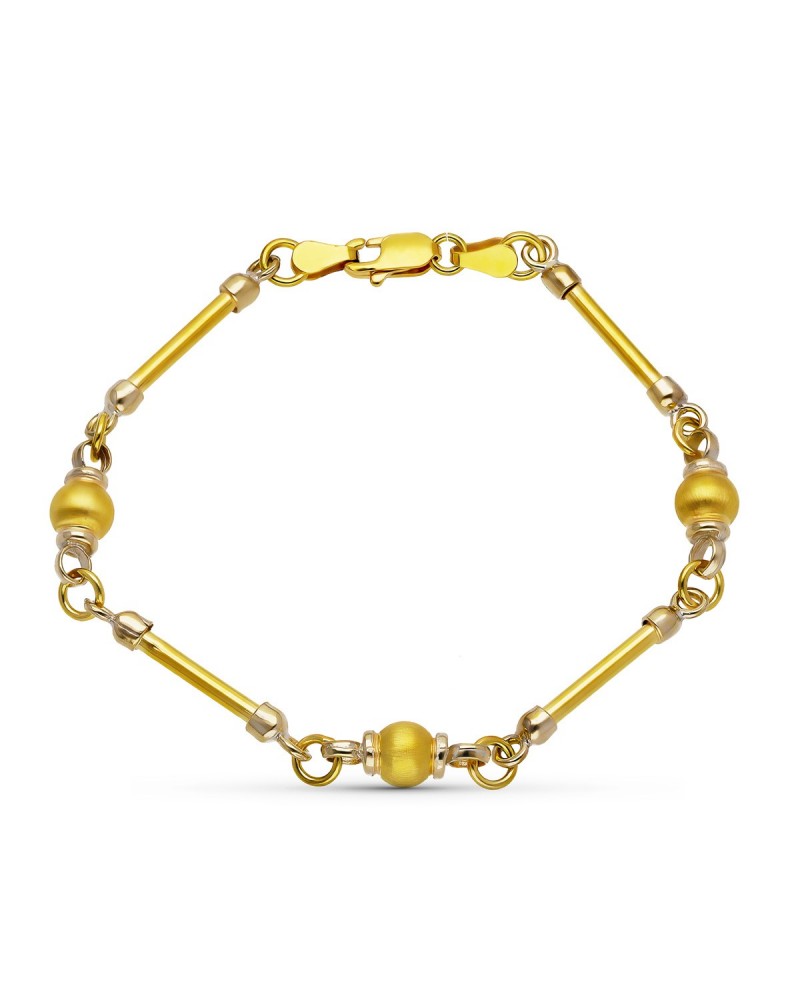 Pulsera oro amarillo 18k barras bolas peso 9,9 gramos