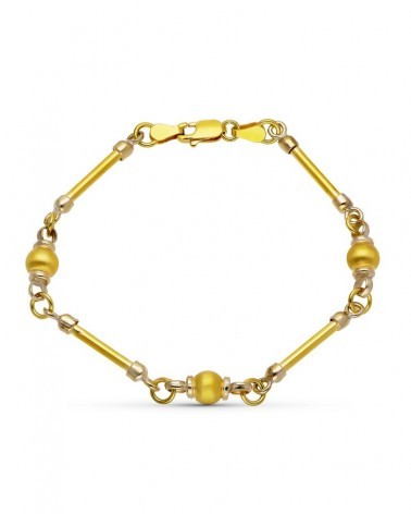 Pulsera oro amarillo 18k barras bolas peso 9,9 gramos
