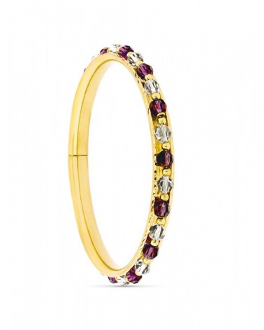 Pulsera oro 18k rígida piedras rojas y blancas
