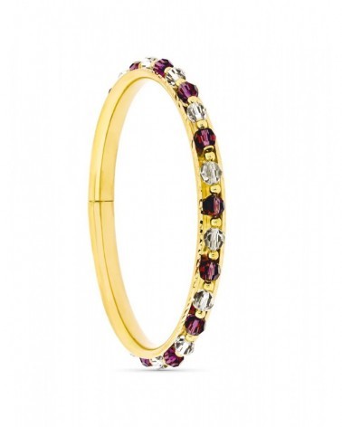 Pulsera oro 18k rígida piedras rojas y blancas