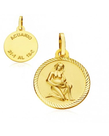 Colgante horóscopo Acuario oro 18k amarillo 20 mm