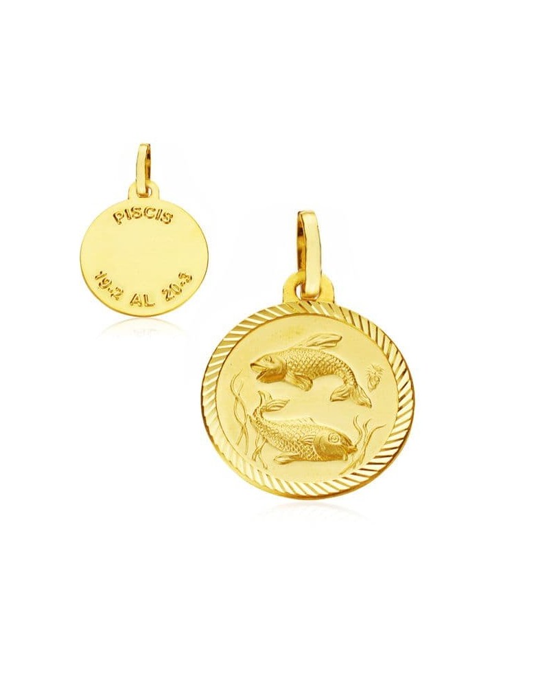 Colgante horóscopo Piscis oro 18k amarillo 20mm