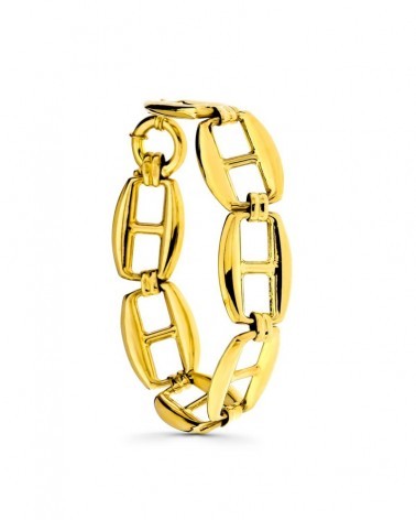 Pulsera oro 18k eslabones huecos barco peso 16,8g
