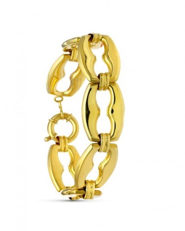 Pulsera oro amarillo 18k eslabones barco huecos