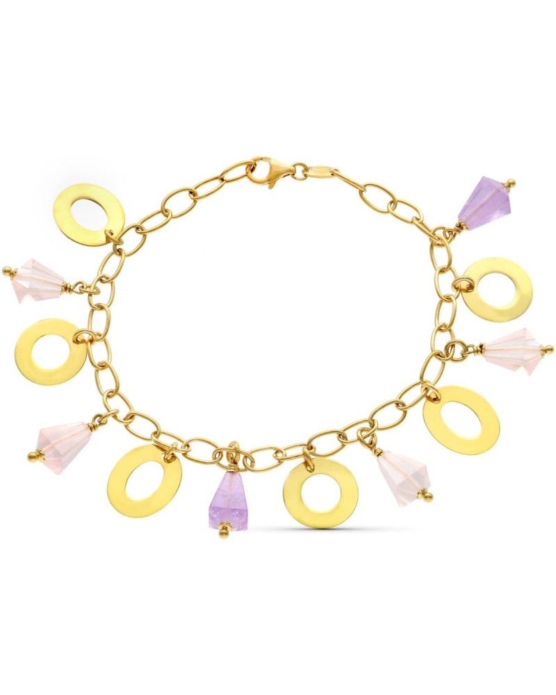 Pulsera oro 18k círculos y piedras colores