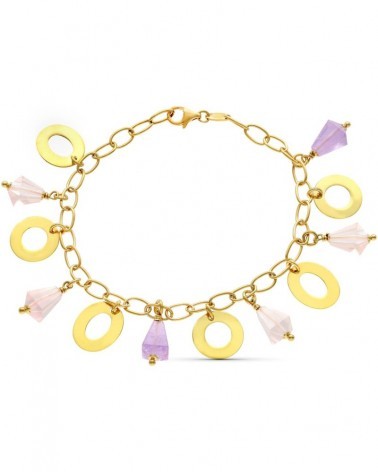 Pulsera oro 18k círculos y piedras colores