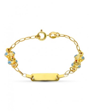 Esclava oro 18k infantil ositos esmaltados chapa