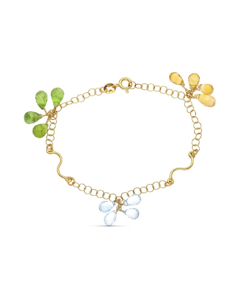 Pulsera oro 18k piedras colores peso aproximado 6,1 gramos