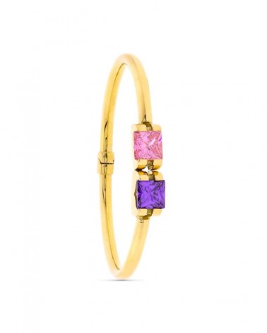 Pulsera rígida oro 18k amatista rosa y morada