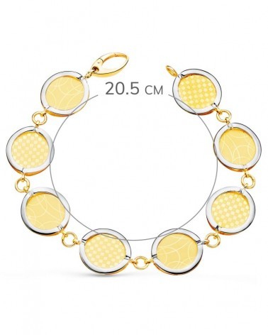 Pulsera oro 18k bicolor eslabones redondos diseños matizados