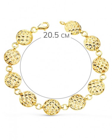 Pulsera oro 18k motivos redondos tallados 20,5 cm