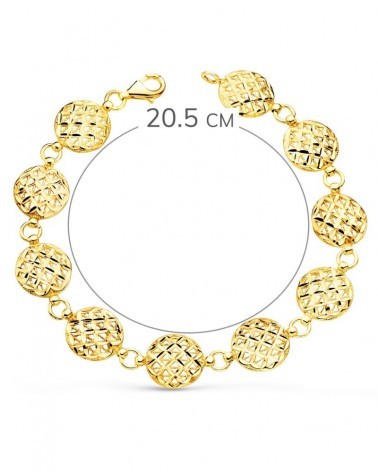 Pulsera oro 18k motivos redondos tallados 20,5 cm