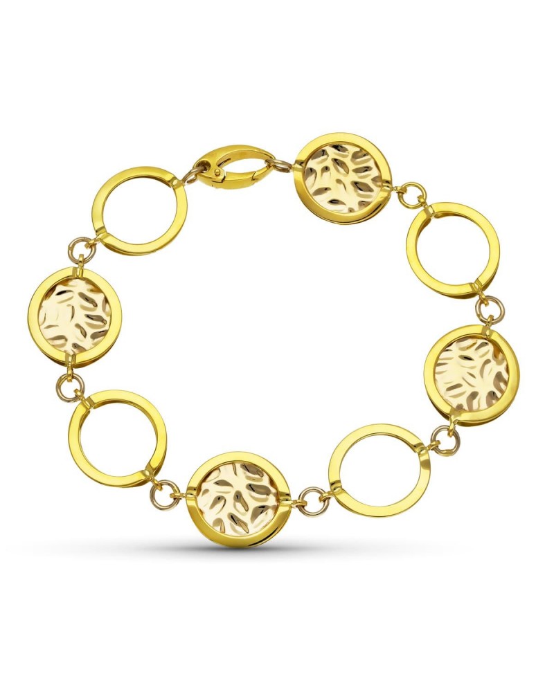 Pulsera oro 18k bicolor motivos calados láser