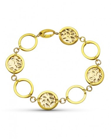 Pulsera oro 18k bicolor motivos calados láser