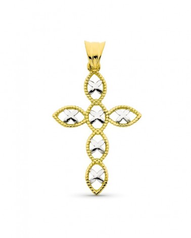 Cruz oro 18k bicolor sin Cristo 36x23mm