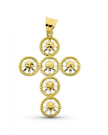 Cruz oro 18k bicolor sin cristo 42x29mm