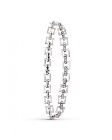 Pulsera oro blanco 18k eslabones cuadrados circonitas