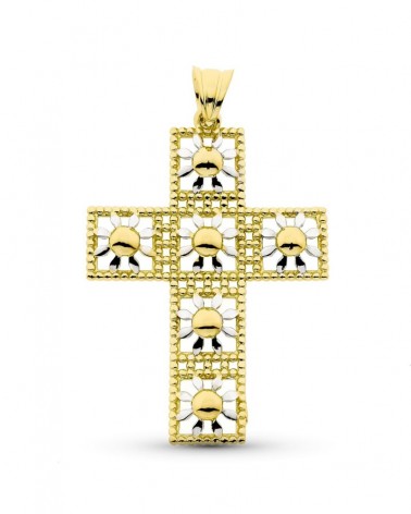 Cruz oro 18k bicolor sin cristo 45x31mm