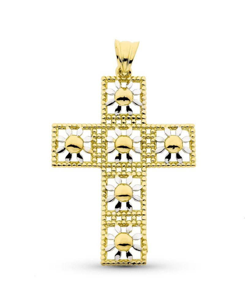 Cruz oro 18k bicolor sin cristo 45x31mm