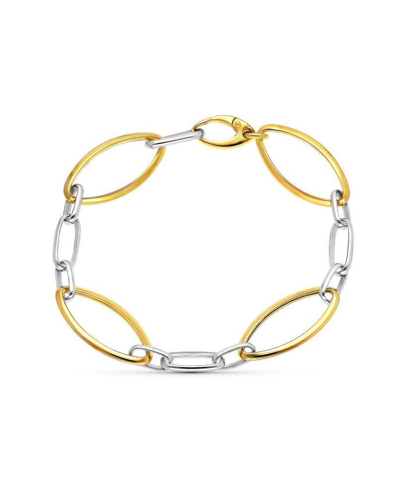 Pulsera oro 18k bicolor eslabones ovalados