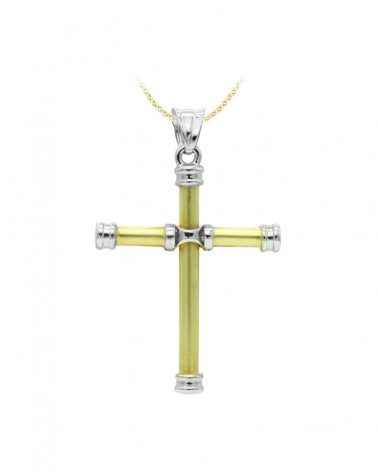 Cruz oro 18k bicolor sin Cristo 40x30mm