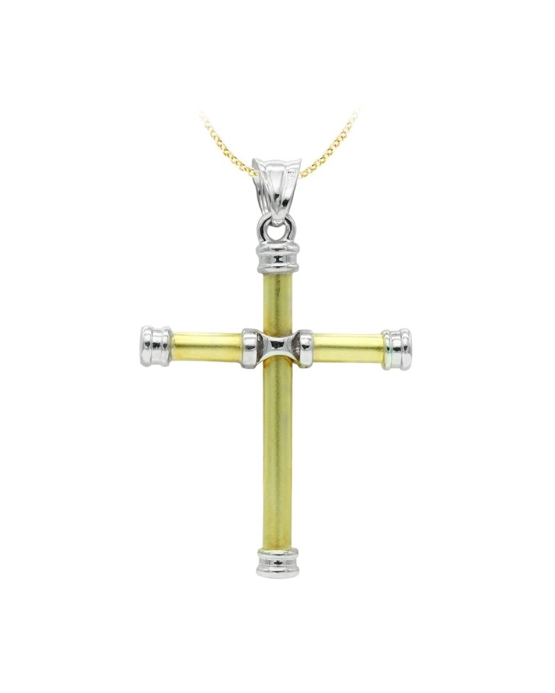 Cruz oro 18k bicolor sin Cristo 40x30mm