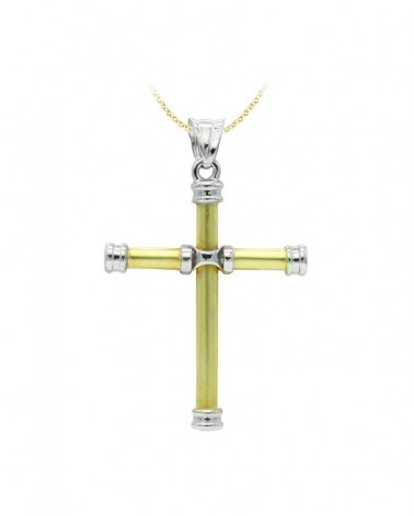 Cruz oro 18k bicolor sin Cristo 40x30mm