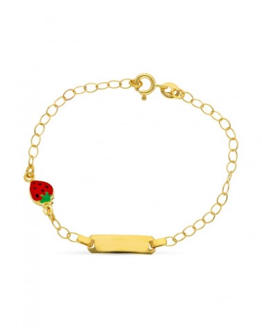 Esclava oro 18k amarillo fresa esmaltada 16cm