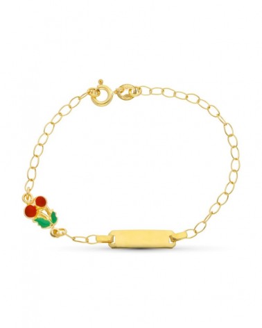 Esclava oro 18k cerezas esmalte 16,5 cm